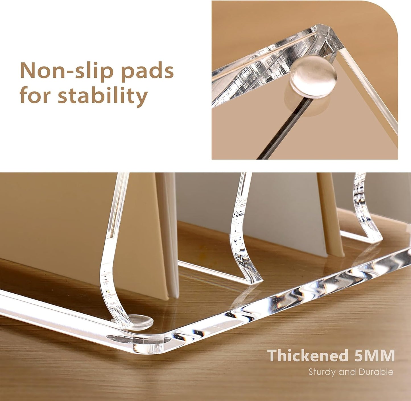 SANRUI Acrylic File Organizer for Desk, Clear 5-Section Vertical File Folder Holder Stand File Sorters, Mail Envelope Document Organization Rack Bookshelf for Office, Home, Classroom