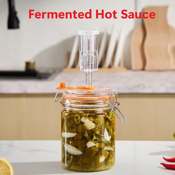 JILLMO Fermentation Jar, 700ml Fermenting Kit with Fermentation Weights and Airlocks, Pack of 2
