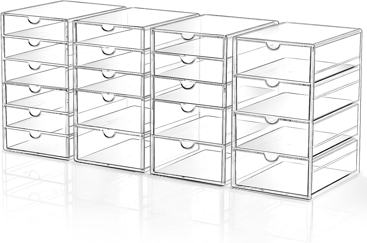 Makeup Drawer Storage Organizer with 20 Drawers, 4 Set Acrylic Office Desk Organization and Storage, Dustproof Drawer Organizer for Makeup, Office, Countertop, Jewelry, Pen, Desktop, Bathroom, Bedroom