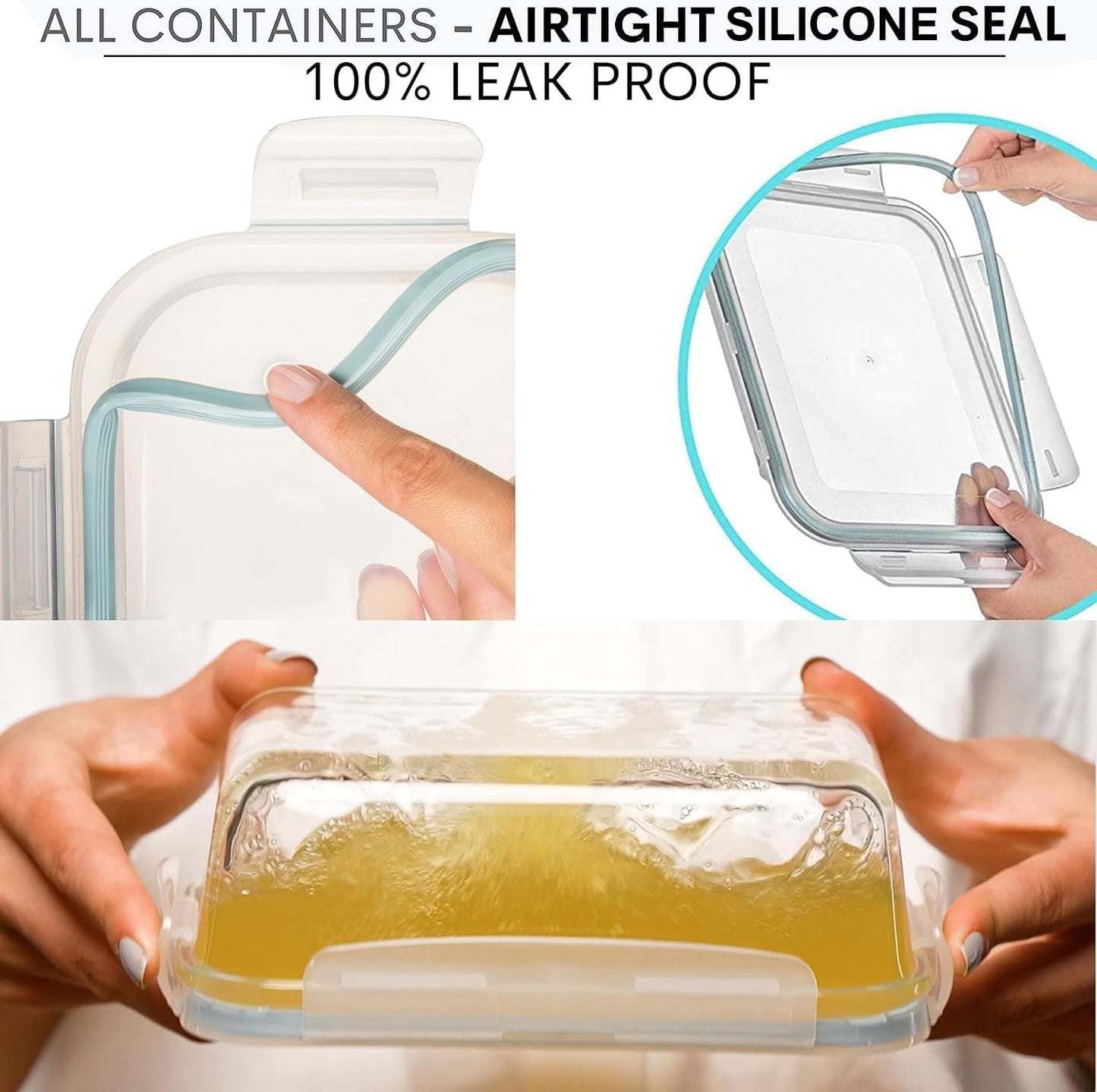 Razab 16 Pc (Set of 8) 30 Oz Glass Meal Prep Containers with Lids, Airtight Large Glass Food Storage Containers, Reusable Leak Proof BPA Free, Freezer to Oven and Dishwasher Safe