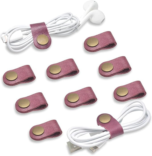 CAILLU Cord Organizer,Cord Keeper,Cable Organizer USB Holder,Cable Management,Cable Straps,Earbud case,wrap Headset Winder,Phone Earphone Clips Ties (Rose red Cord Organizer)