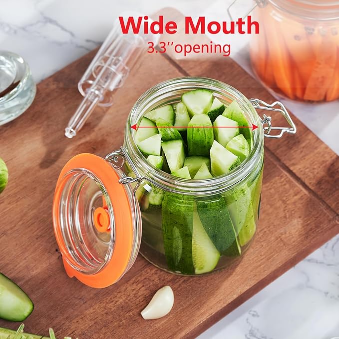 JILLMO Fermentation Jar, 700ml Fermenting Kit with Fermentation Weights and Airlocks, Pack of 2