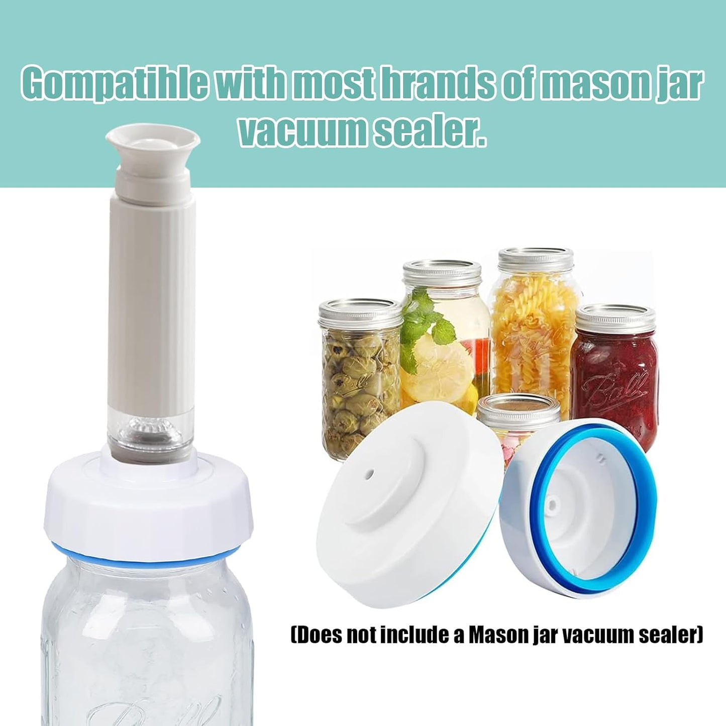Hand Pump for Sous Vide Bags & Vaccum Containers, Manual Handheld Vacuum Pump,Jar Vacuum Sealer for Wide & Regular Mouth Mason Jars