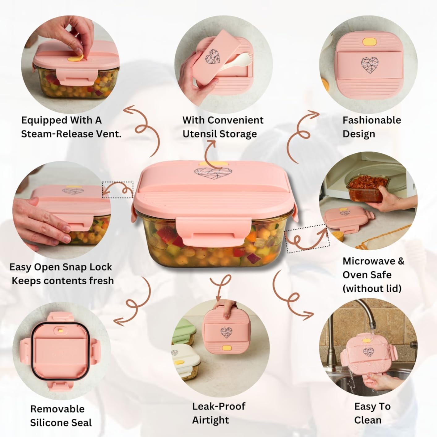 Ai Love Peace Soup Container with Dual Lids,26 oz Borosilicate Glass Lunch Box | Leakproof Lid+ Microwave &Safe Freezer Lid, Stackable,Glass Meal Prep Food Storage,Perfect for Work & Soup Lovers Gift.