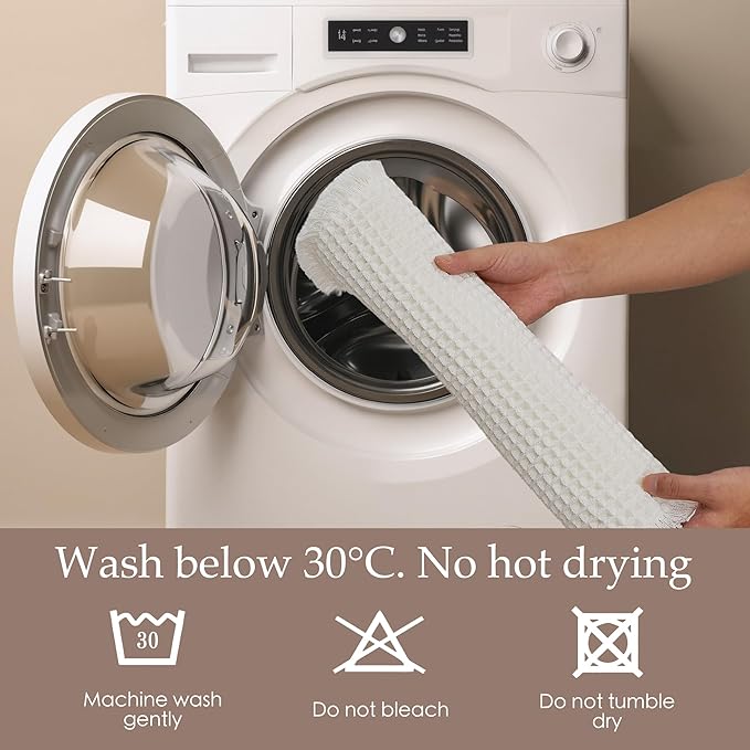 KGORGE Non Slip Waffle Bath Mat - Super Absorbent Quick Dry Soft Washable Small Bathroom Rugs with Tassels for Bathroom Floor Shower Tub Hotel Kitchen Entryway, Pure White, 18" W x 30" L, 1 Piece