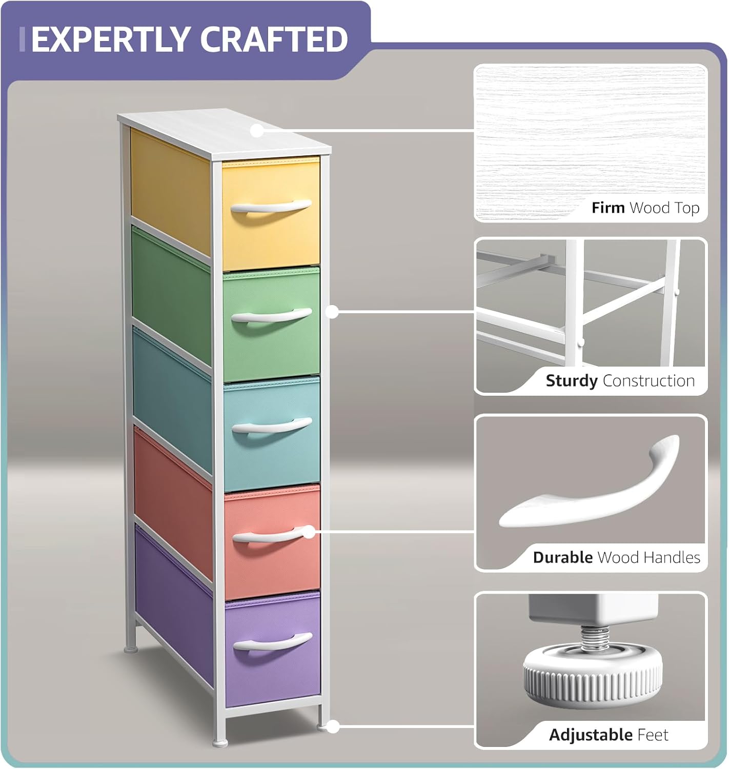 Sorbus Kids Dresser with 5 Drawers - Storage Unit Organizer Chest for Clothes - Bedroom, Kids Room, Nursery, & Closet