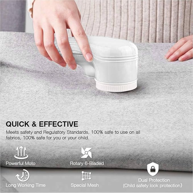 Fabric Shaver Lint Shaver, Lint Remover for Clothes, Electric Lint Remover Rechargeable Sweater Defuzzer Pill Remover with 3 Replaceable Blades, Suitable for Clothes, Jumpers, Furniture, Wool