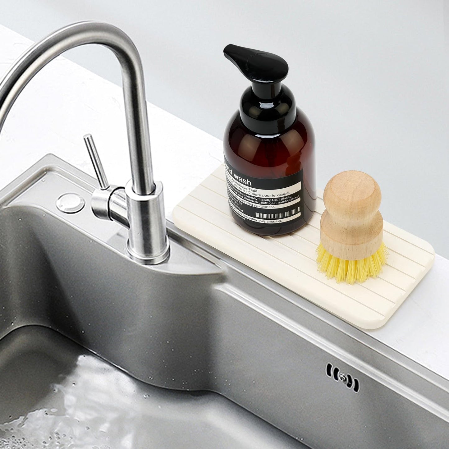 Diatomaceous Earth Dish Drying Mat for Bathroom Sink Tray Kitchen Counter Soap Dish White Diatomite Stone Sink Trays Absorbent Coasters Water Absorbing Stone Quick Drying Tray Kitchen Sink Accessories