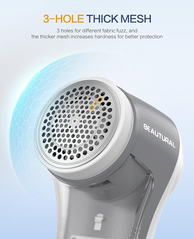 BEAUTURAL Fabric Shaver, Rechargeable Lint Remover for Clothes, Electric Lint Shaver with 6-Leaf Blades, Sweater Shavers to Fuzz, Lint Balls, Pillings, Bobbles for Clothes and Furniture