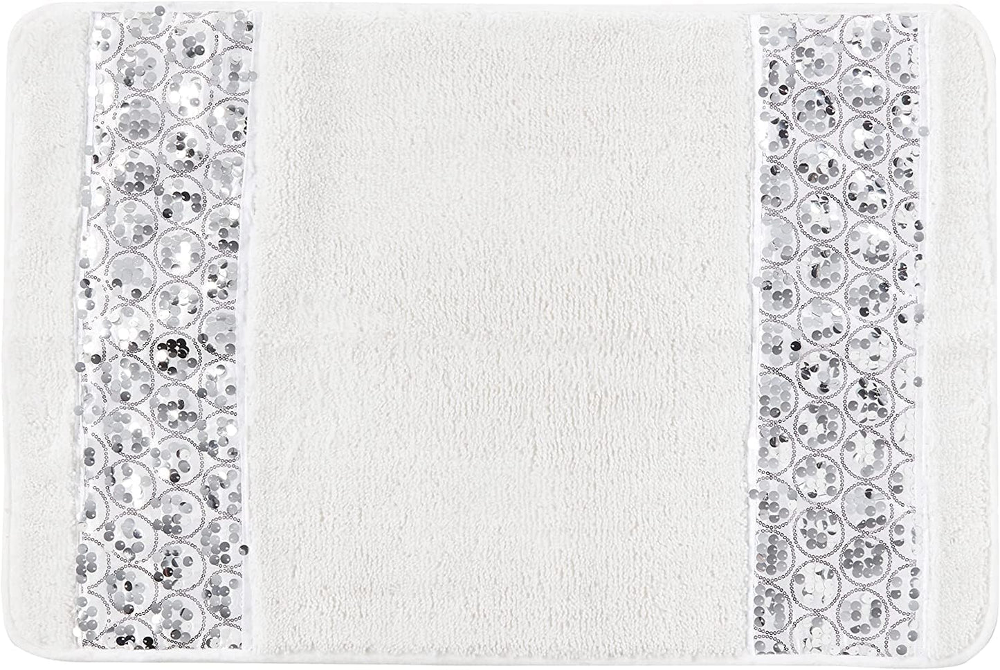 Zahari Home Sinatra Modern Bathroom Rug Classic Luxury Bath Rug Contemporary Decor Stylish Bath Mat for Shower Unique Design White Bathroom Rug Bath Shower Tub Decor Bling