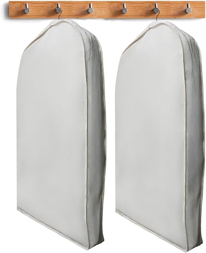 100% Cotton Garment Bag | Long | Breathable Garment Bags for Hanging Clothes | Garment Storage Bag for Long Dresses & Coats Storage | Pack of 1 (42 Inch)