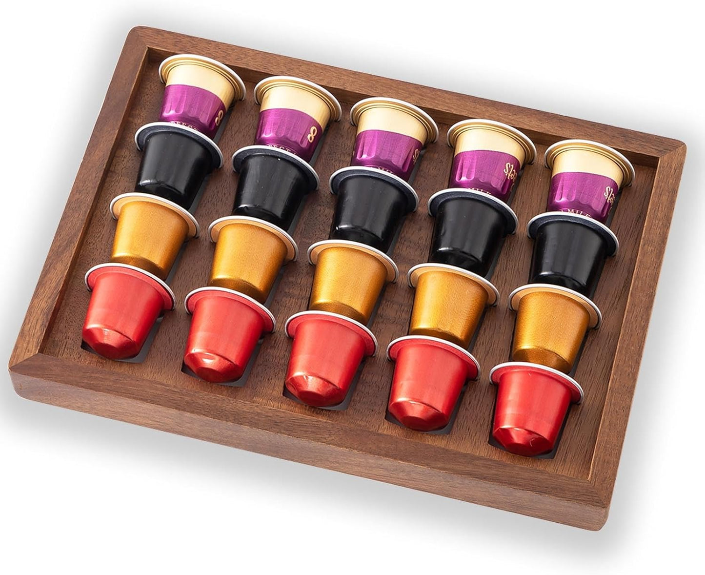 2 PCS Acacia Wood Coffee Pod Holder Tray Compatible with Nespresso Original Line, Organizer, Storage, Container, Capsule Cup Holder for Countertop or Drawer, Total 40 Pods Capacity