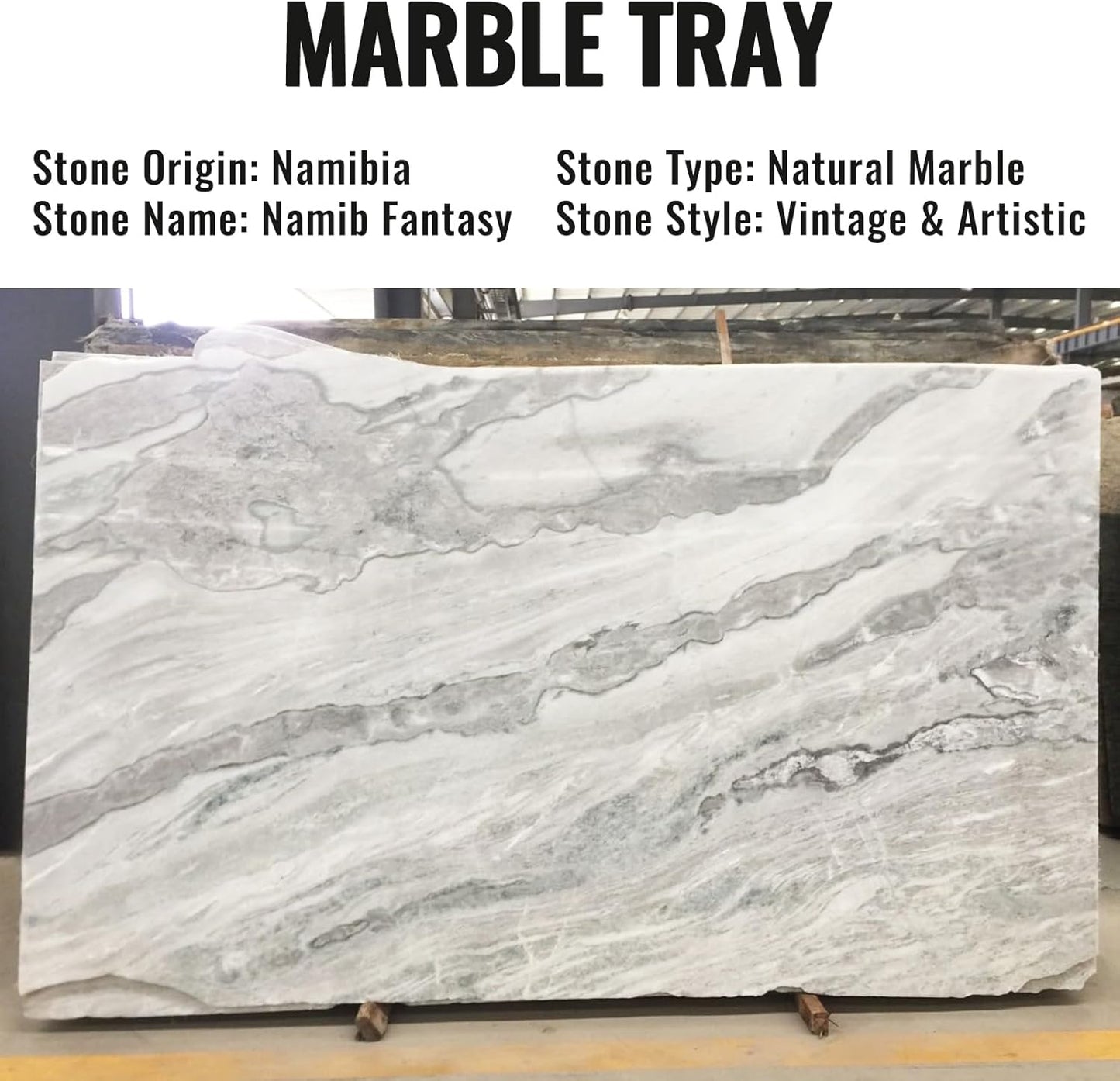 Koville African Natural Marble Decorative Tray, 12"x6" - Countertop Organizer, Catchall Tray for Perfume, Candles, Jewelry