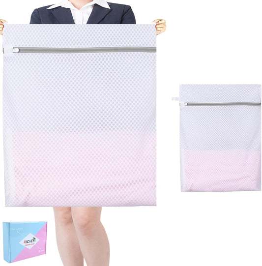 Mesh Laundry Bags, Mesh Wash Bags, Durable Mesh Structure with Strong Zipper, Suitable for Underwear, Delicate Clothes, Pants, Shoes, Socks Washing (Honey mesh, Extra Large 24*36in+36*44in)