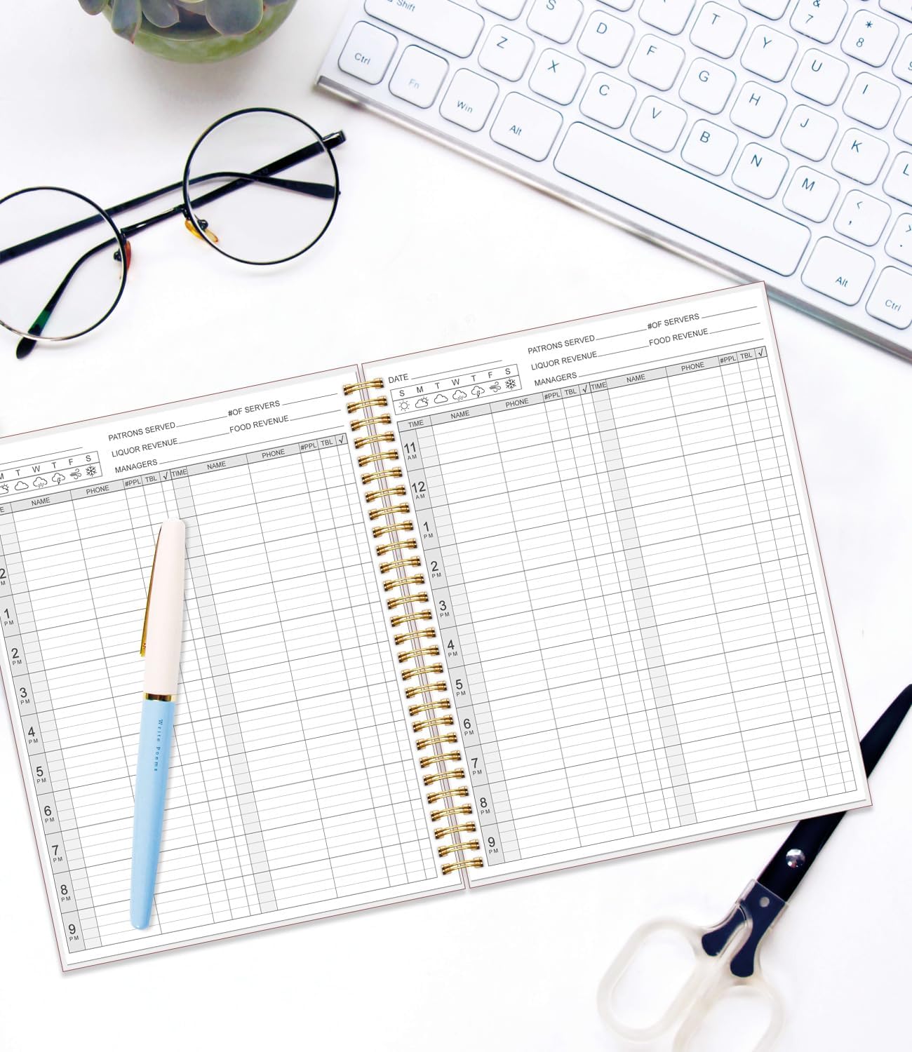 Reservation Book for Restaurant, Table Reservations, Spiral bound Restaurant Dinner Reservations 365 Days 384 Pages, 8.5” x 11'', Colorful Flower