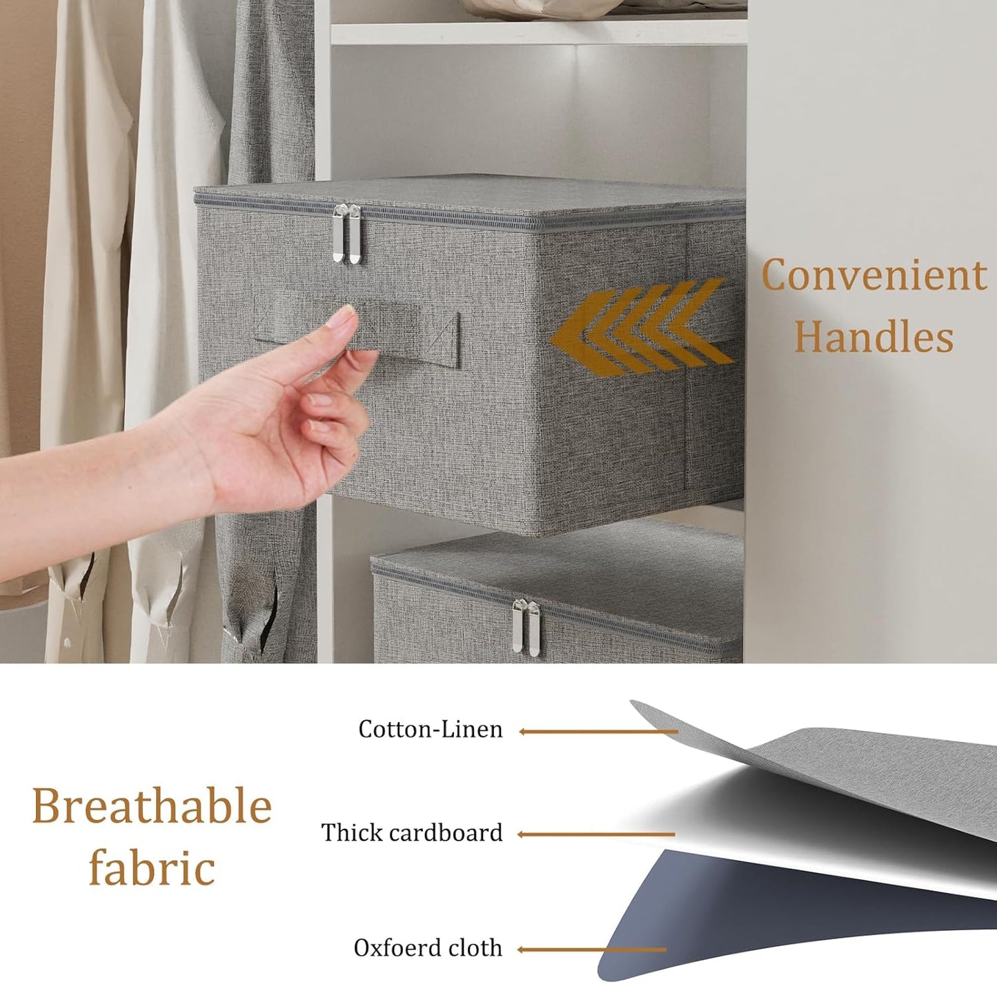 Underbed Storage Box Containers with Lid, Foldable Blanket Baskets, Home Underbed Organization for Organizing Clothes, Shoes, Pillows, 17.7x13.7x9.8Inches, Grey, 2 Pack