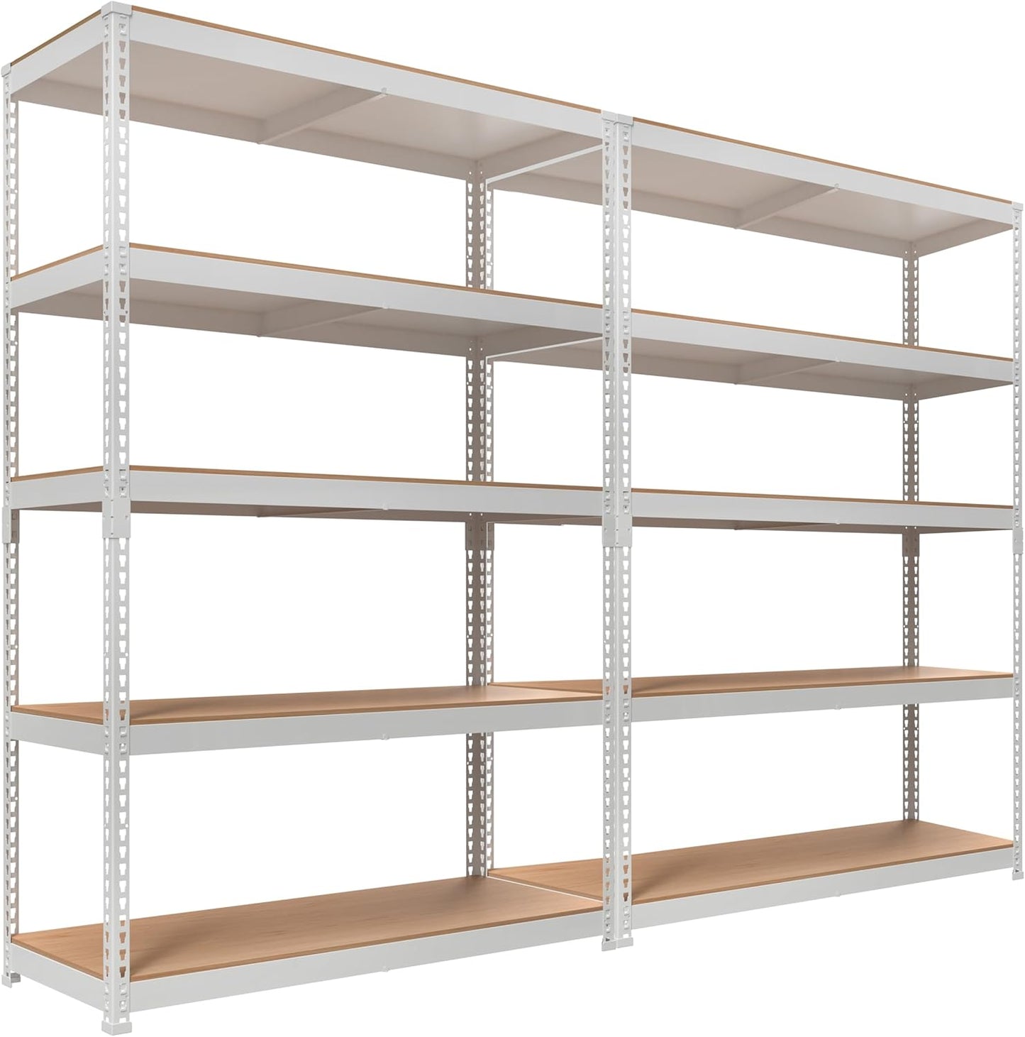 HOMEDANT White 5 Tier Laminated Boltless Heavy Duty Garage Storage Adjustable Wide Size Metal Shelving Unit Utility Rack Shelves Organization Shelf Shed Warehouse 47.7" W x 18.2" D x 71.3" H 2Pack