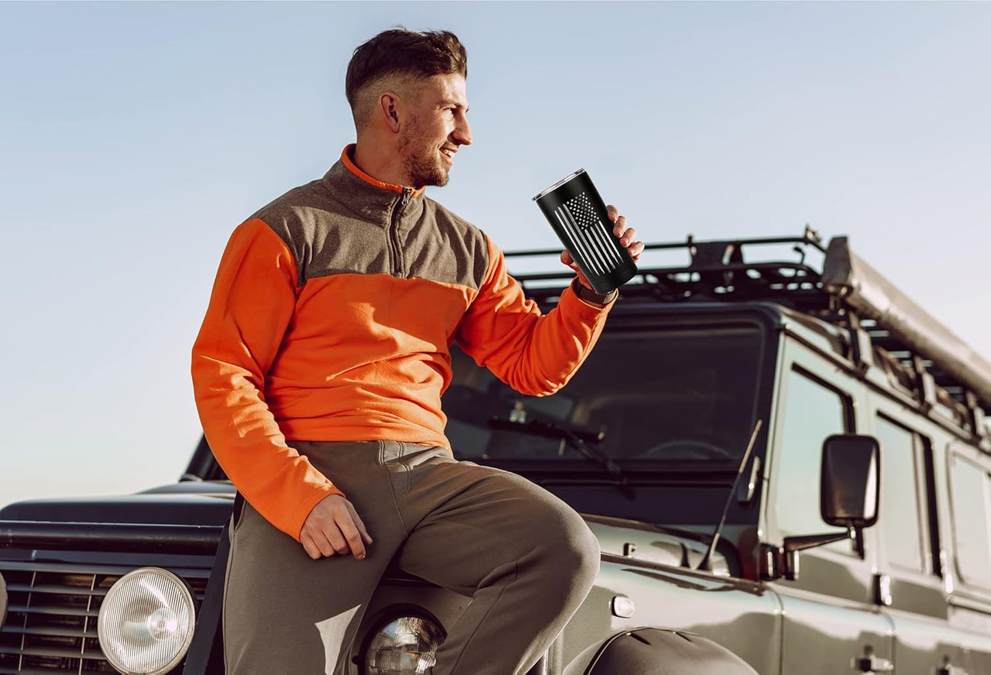 Military Gift Shop 20oz American Flag Tumbler, Insulated Steel USA Coffee Mug with Lid | Disabled Vet Owned Business | Flag 20 oz