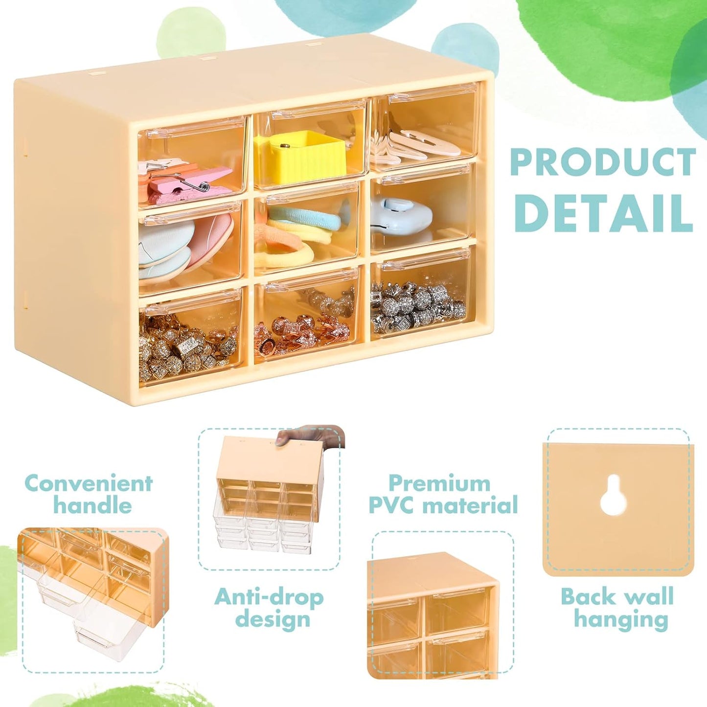 Amyhill 6 Pcs Mini Drawer Organizer Small Organizer with 9 Drawers Plastic Desktop Craft Storage Box for Office Home Room Jewelry Cosmetics Collection(Multicolored)