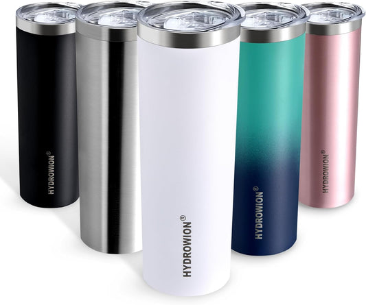 HYDROWION Triple-Insulated Tumblers - Stainless Steel with Lid and Straw, 20 oz Water Bottle, Stainless Steel Cups, Coffee Travel Mug for Home & Office White