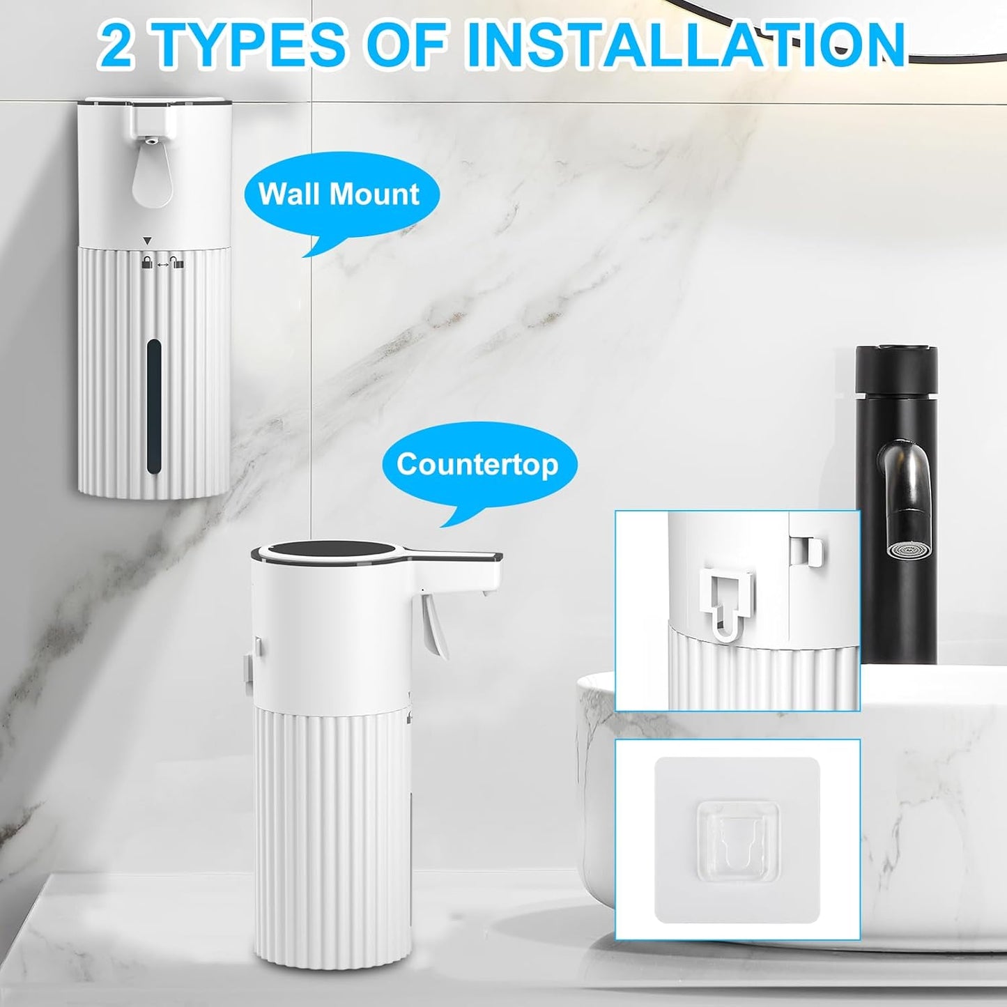 HOMELYLIFE Automatic Luquid Soap Dispenser,13.53oz/400ml Soap Dispenser Need AA*2 (don't include) with Long Press for Liquid Output Continuously, Hand Luquid Dispenser for Bathroom,Kitchen,Office,Home