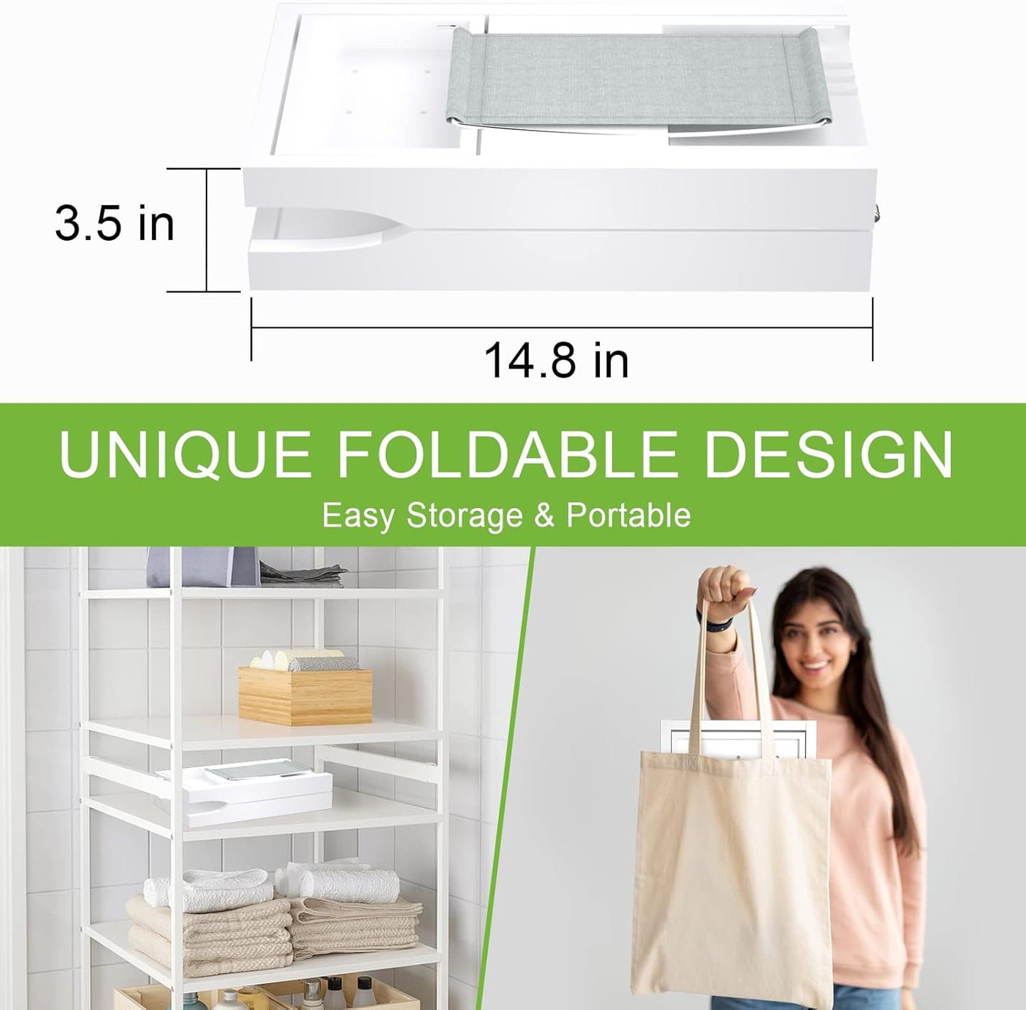 Artmalle Bathtub Caddy Tray - Expandable and Foldable Bath Tray for Tub, Luxury Bamboo Bath Caddy Tub Table, Bathtub Accessories with Book Holder and Free Soap Dish, White