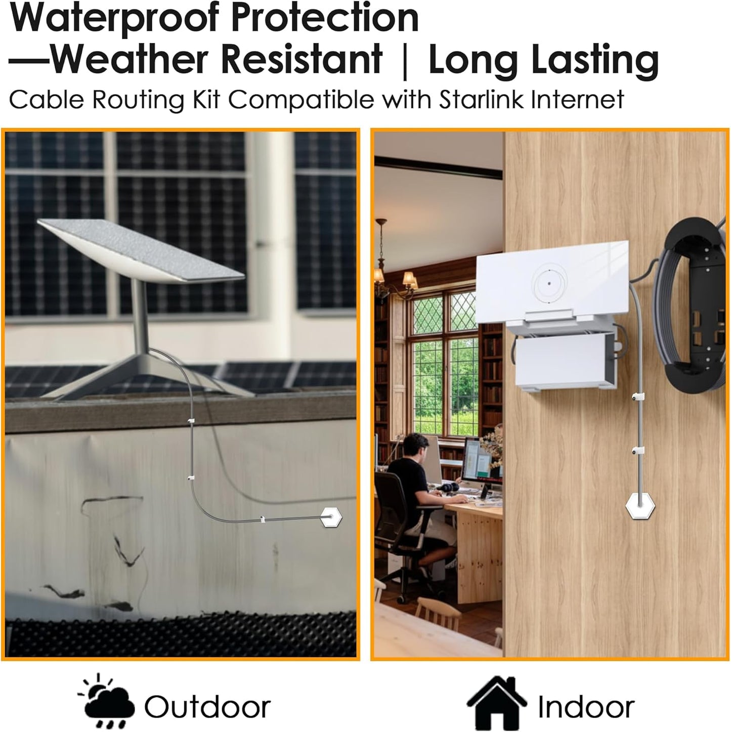 Saillong Cable Routing Kit for 3/4 Inch Wall Hole Compatible with Starlink, 4 Pcs Cable Grommet for Wall Pass Through, Mounting Kit Include 3/4'' Spade Drill Bit Wires Clips Routing Tool,Total 59 Pcs