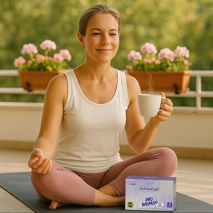 Prof Saracoglu 1 Box Pro-Woman Herbal Tea – Caffeine-Free Herbal Blend with Chamomile and Yarrow, Made for Women’s Daily Routine, 20 Organic Tea Bags in Resealable Box