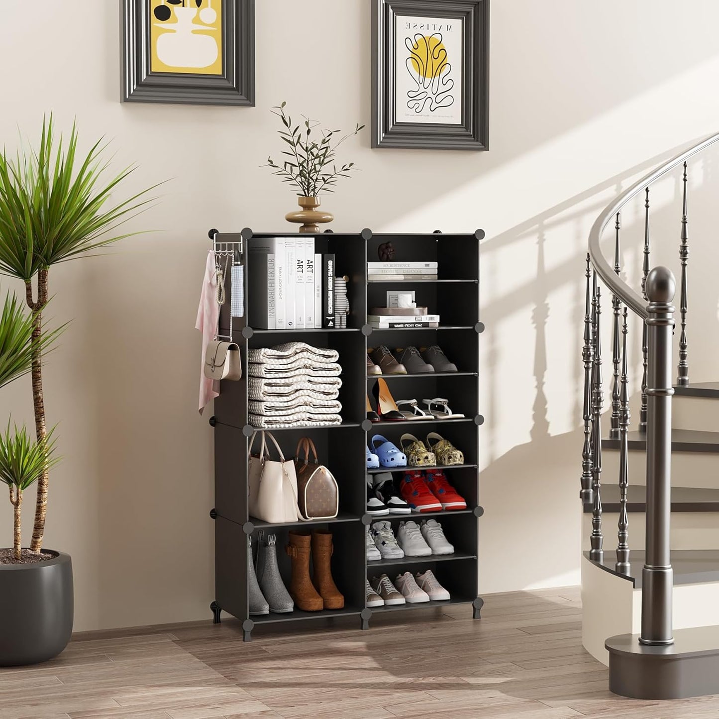 AWTATOS Closet Organizer, 8 Cube Closet Organizers and Storage, Closet Storage Shelves, Clothes Storage Organizers for Closet Bedroom Living Room Office Black