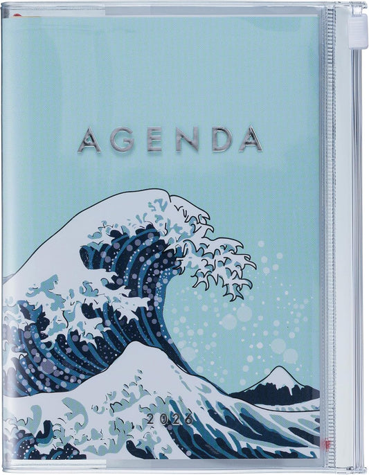 MARK'STYLE A6 Weekly Vertical Planner 16 Months (Sep. 2025 – Dec. 2026) with Soft Transparent PVC Cover,Refillable, Pocketed, for Daily Organizing & Planning (Wave Mint)