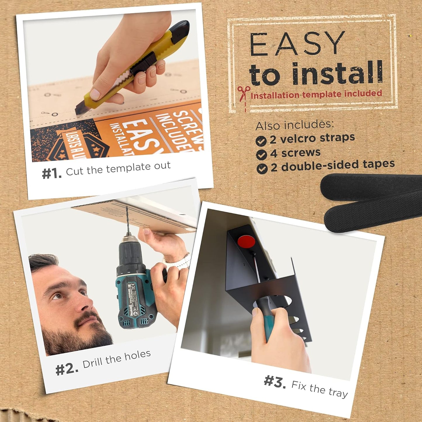 Under Desk Cable Management Tray - No Drill Organizer for Glass Desk. Perfect Standing Cable Management Rack (Black Wire Tray - Single 17'')