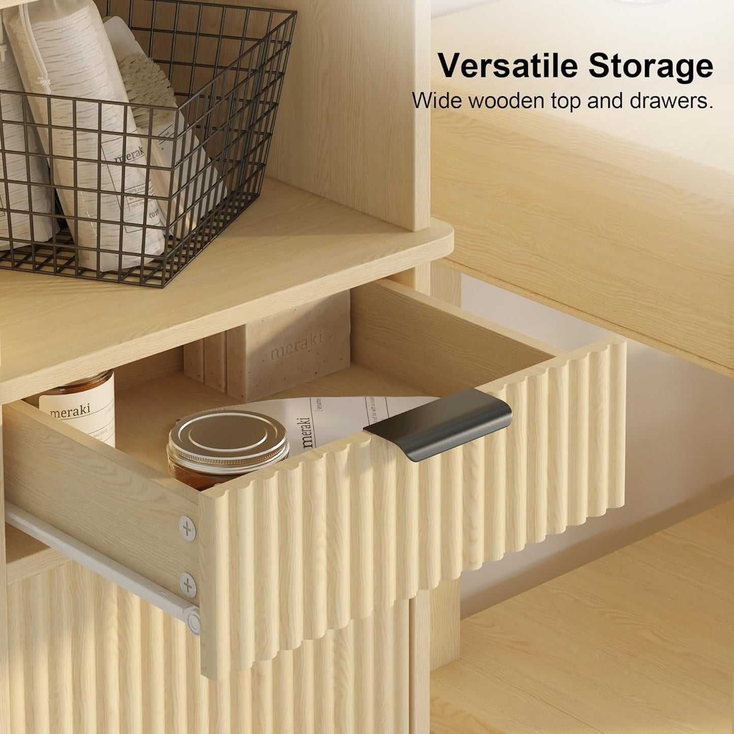 Natural Tilt Out Laundry Hamper Tall Bathroom Storage Cabinet Hidden Laundry Hamper Cabinet with Drawers and Baskets for Bathroom Hamper with Storage for Bedroom,16x16x59in