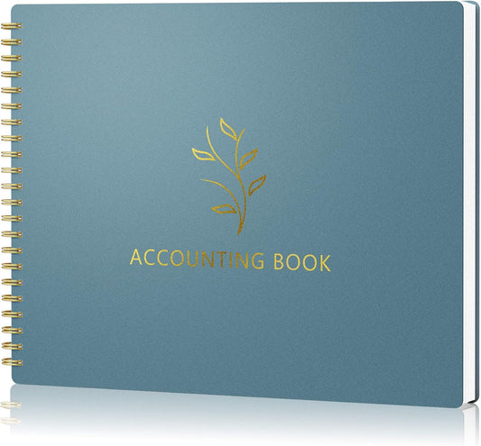 Accounting Ledger Book for Small Business Bookkeeping Personal Use, Horizontal Expense Tracker Notebook for Family Budget, Bookkeeping Record Book Money Expense Income Log Journal, Pastel Blue