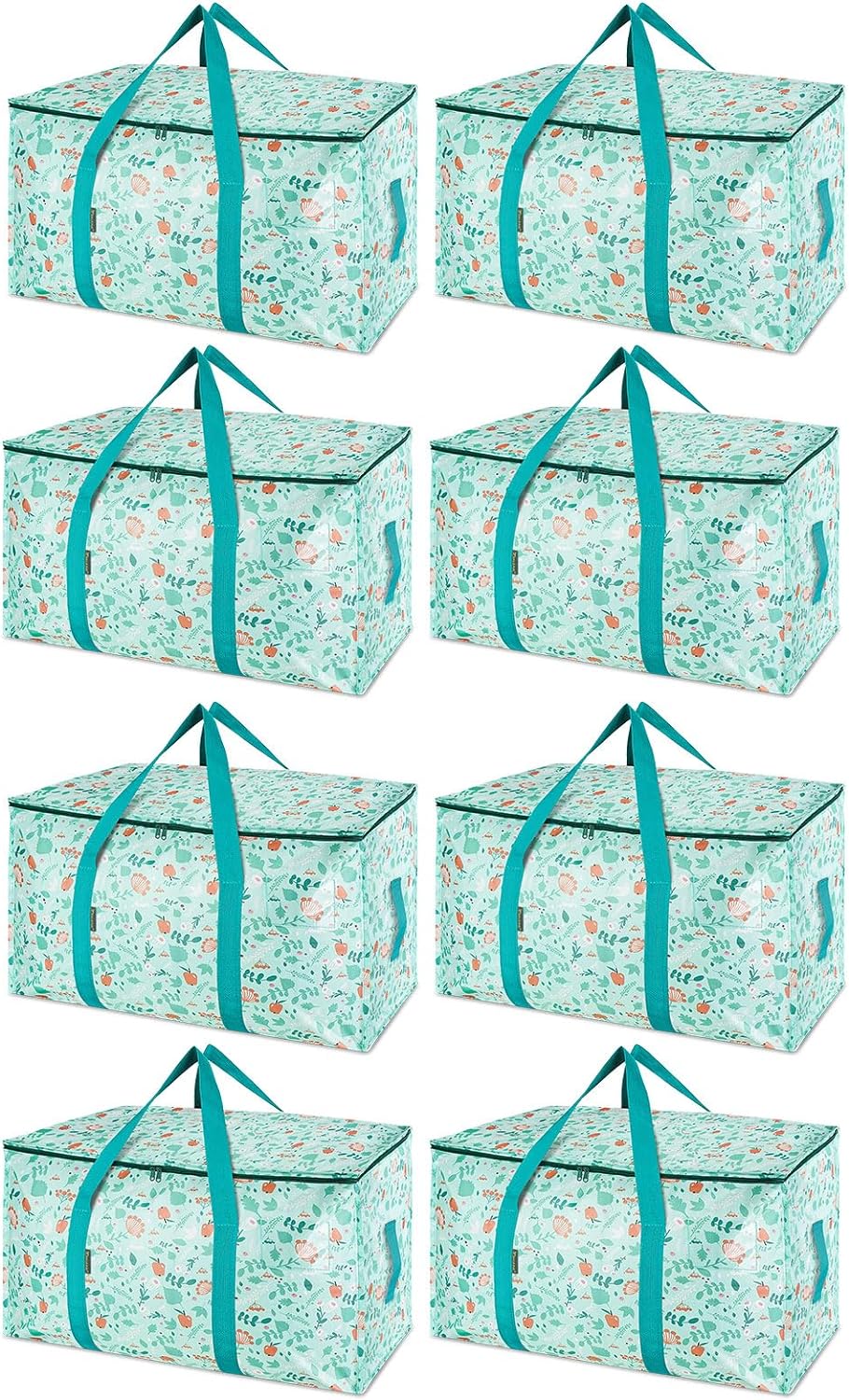 BALEINE 8-Pack Oversized Moving Bags with Reinforced Handles, Heavy-Duty Storage Tote for Clothes, Moving Supplies (Spring Stroll, 8-Pack)