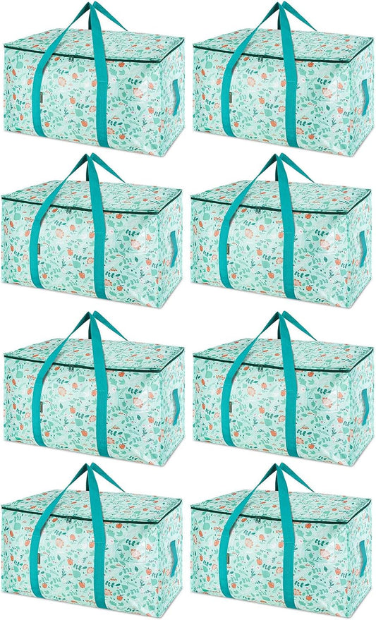 BALEINE 8-Pack Oversized Moving Bags with Reinforced Handles, Heavy-Duty Storage Tote for Clothes, Moving Supplies (Spring Stroll, 8-Pack)