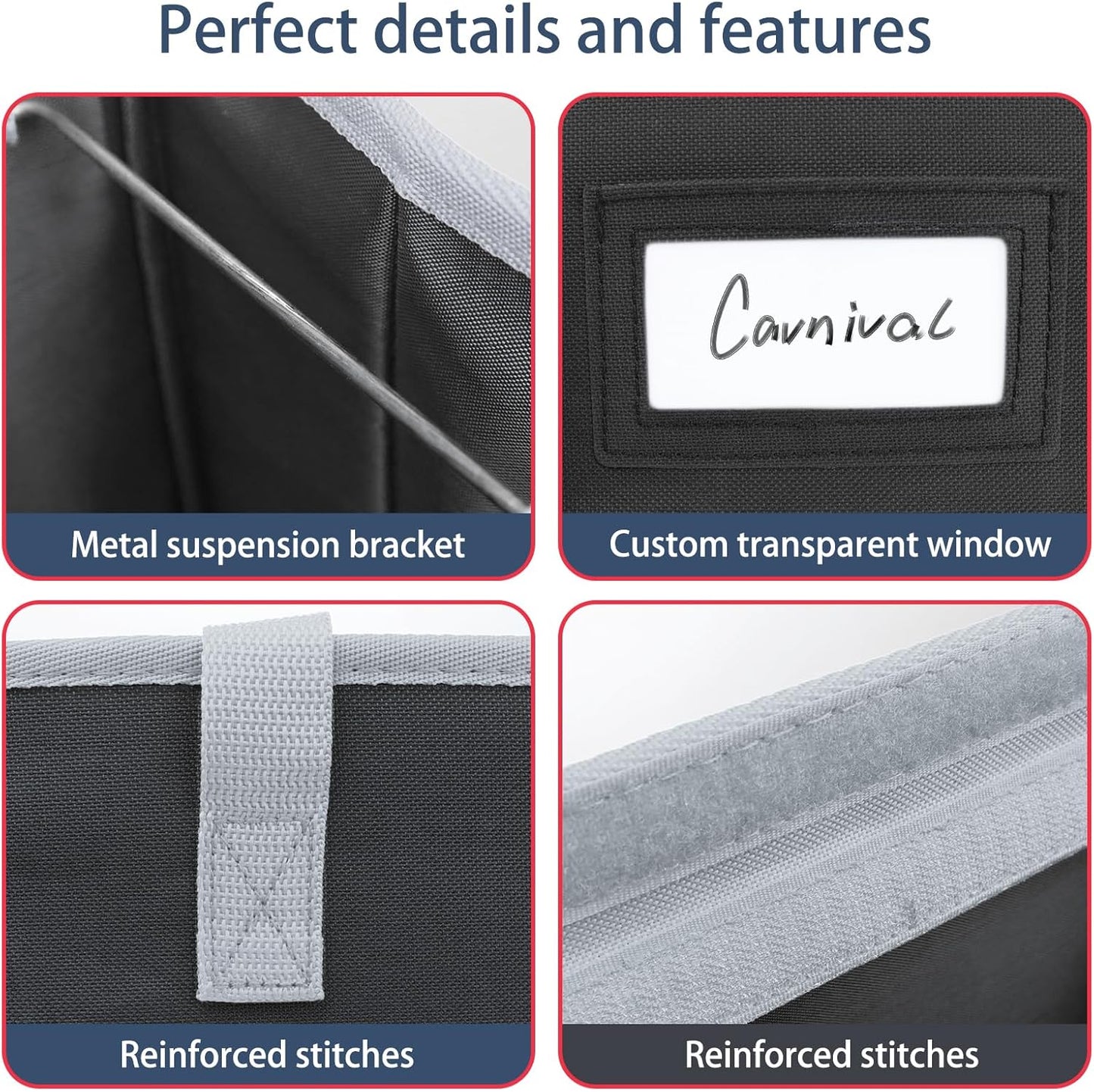 abcxgood Desktop File Organizer Box,Collapsible Hanging Filing Box,Home Office Document Storage Organizer with Front Pocket and Handles, Letter Size Folder. (BLACK)