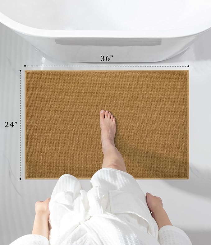 YIHOUSE Bathroom Rugs Mat 24x36, Non Slip Quick Dry Bath Mats for Bathroom Absorbent Ultra Thin Bath Rugs Machine Washable Fit Under Door for Sink, Cabinet, Laundry (Yellow, 24"x36")
