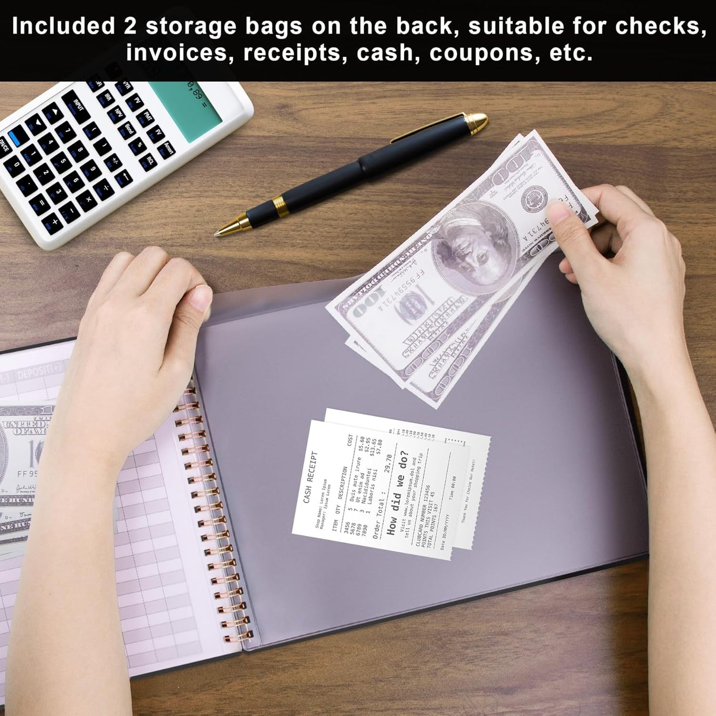 Accounting Ledger Book for Small Business Bookkeeping & Personal Use, Horizontal Expense Tracker Notebook for Family Budget, Bookkeeping Record Book Money Expense & Income Log Journal, Black