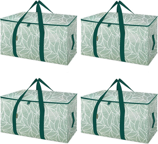 BALEINE 4-Pack Oversized Moving Bags with Reinforced Handles, Heavy-Duty Storage Tote for Clothes, Moving Supplies (Antique Folidage, 4-Pack)