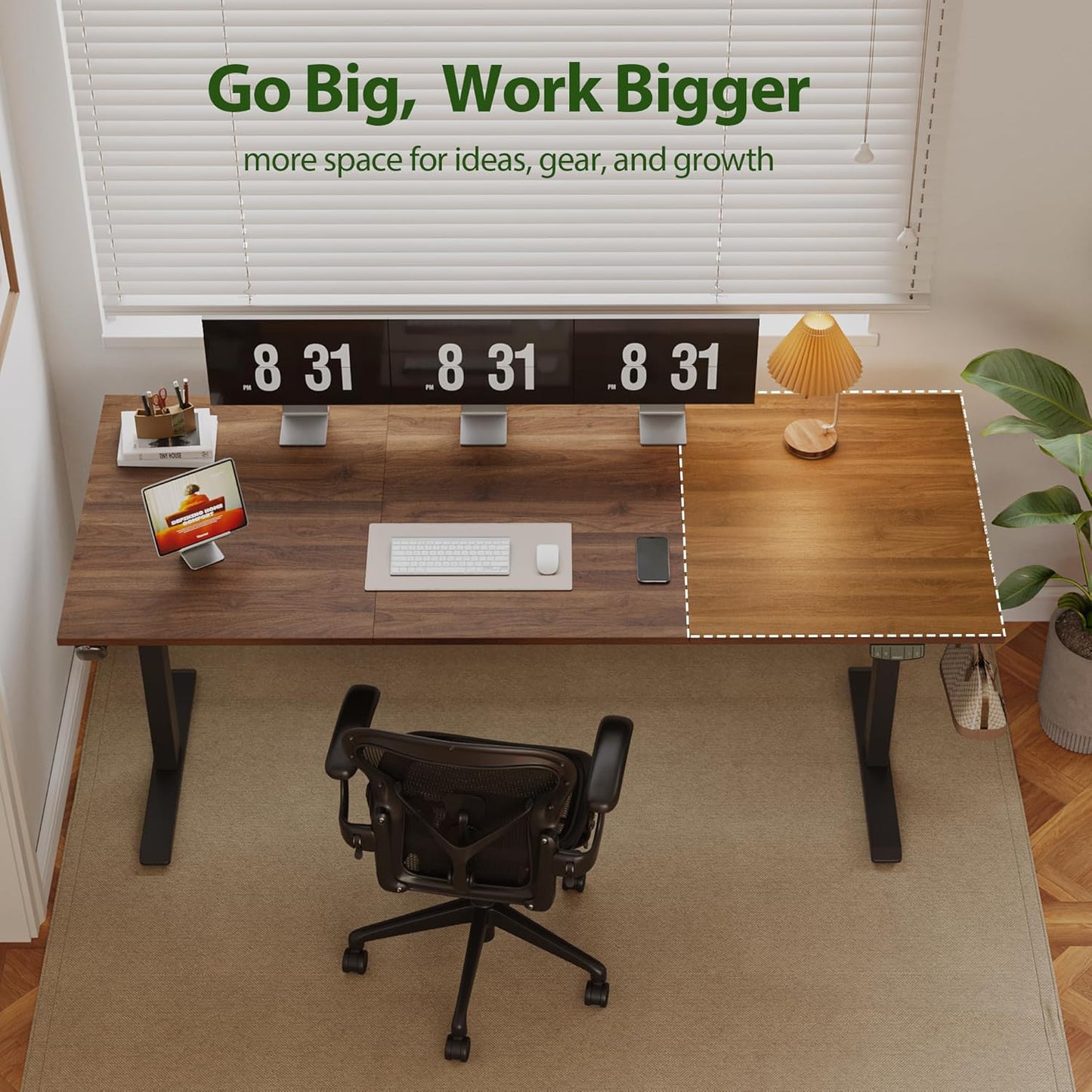 Agilestic Electric Standing Desk, Large 71 x 24 Inches Height Adjustable Desk, Sit Stand Up Workstation for Home Office, Ergonomic Rising Gaming Computer Table with Memory Preset, Dark Walnut