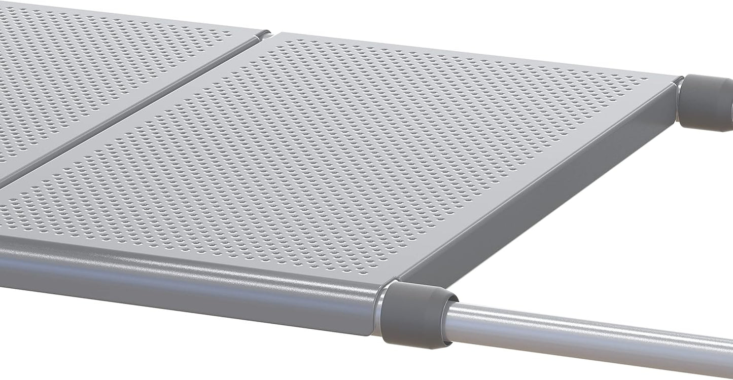 Simple Houseware Under Sink 2 Tier Expandable Heavy Duty Metal Shelf Organizer Rack, Silver (Expand from 15 to 25 inches)