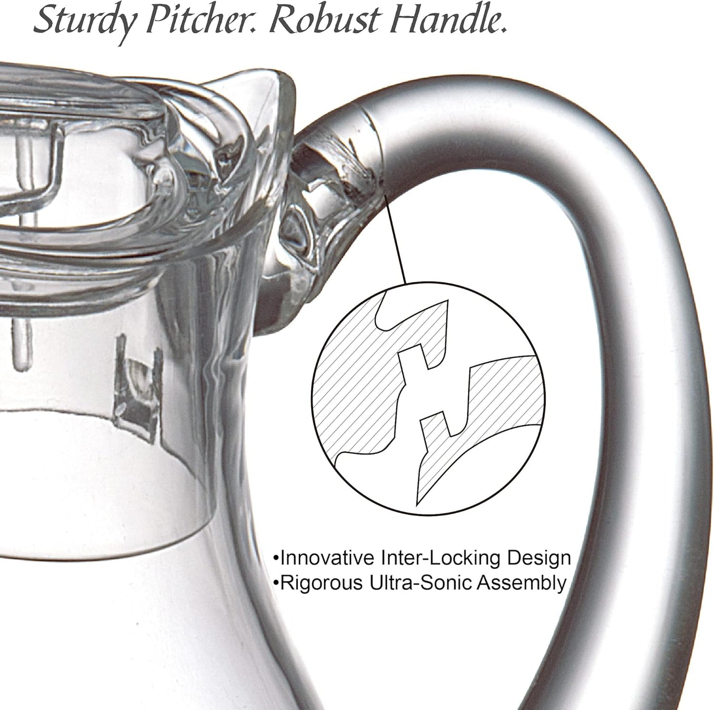 Amazing Abby - Quadly Bandly - Plastic Pitcher (64 oz, 2 Quart), Clear Water Pitcher with Lid, Fridge Jug, BPA-Free, Shatter-Proof, Great for Iced Tea, Sangria, Lemonade, Juice, Milk, and More