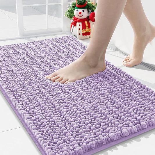 Arotive Luxury Chenille Bathroom Rug Mat, Extra Soft Thick Absorbent Shaggy Bath Rugs, Non-Slip Machine Wash Dry, Plush Bath Mats for Bathroom, Shower and Tub, 30x20, Light Purple