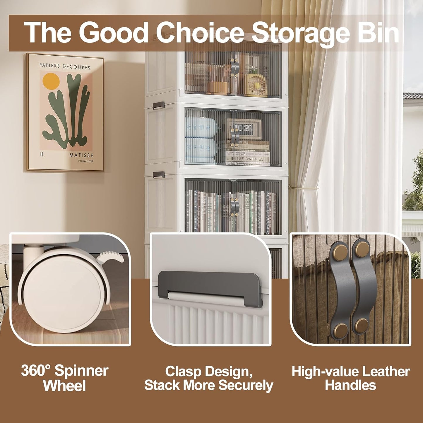 SAILUN 136Gal/543Qt Stackable Storage Bins Folding Collapsible Storage Bins with Lid, Closet Organizers and Storage, Grey 26" W x 17" D x 71" H