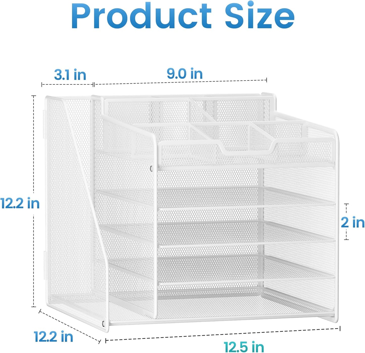 Lavatino Desk Organizer with File Holder-White