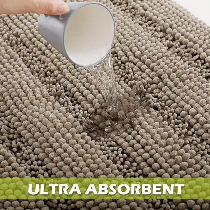Non-Slip Small Kitchen Rugs - Water Absorbent Washable Quick Drying Simple Small Shower Mats Carpet for Bathroom Bath Tub Area Living Room, Taupe, 20" W x 32" L, 1Pc