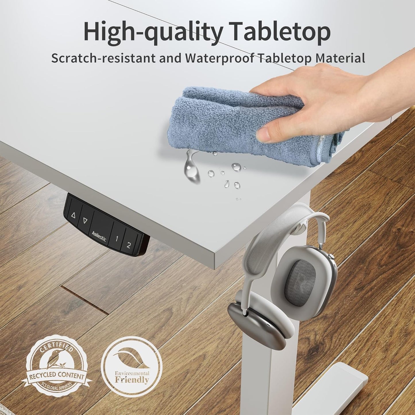 Agilestic Electric Standing Desk, Large 63 x 24 Inches Height Adjustable Desk, Sit Stand up for Work Office Home, Ergonomic Rising Computer Table with Memory Preset, White