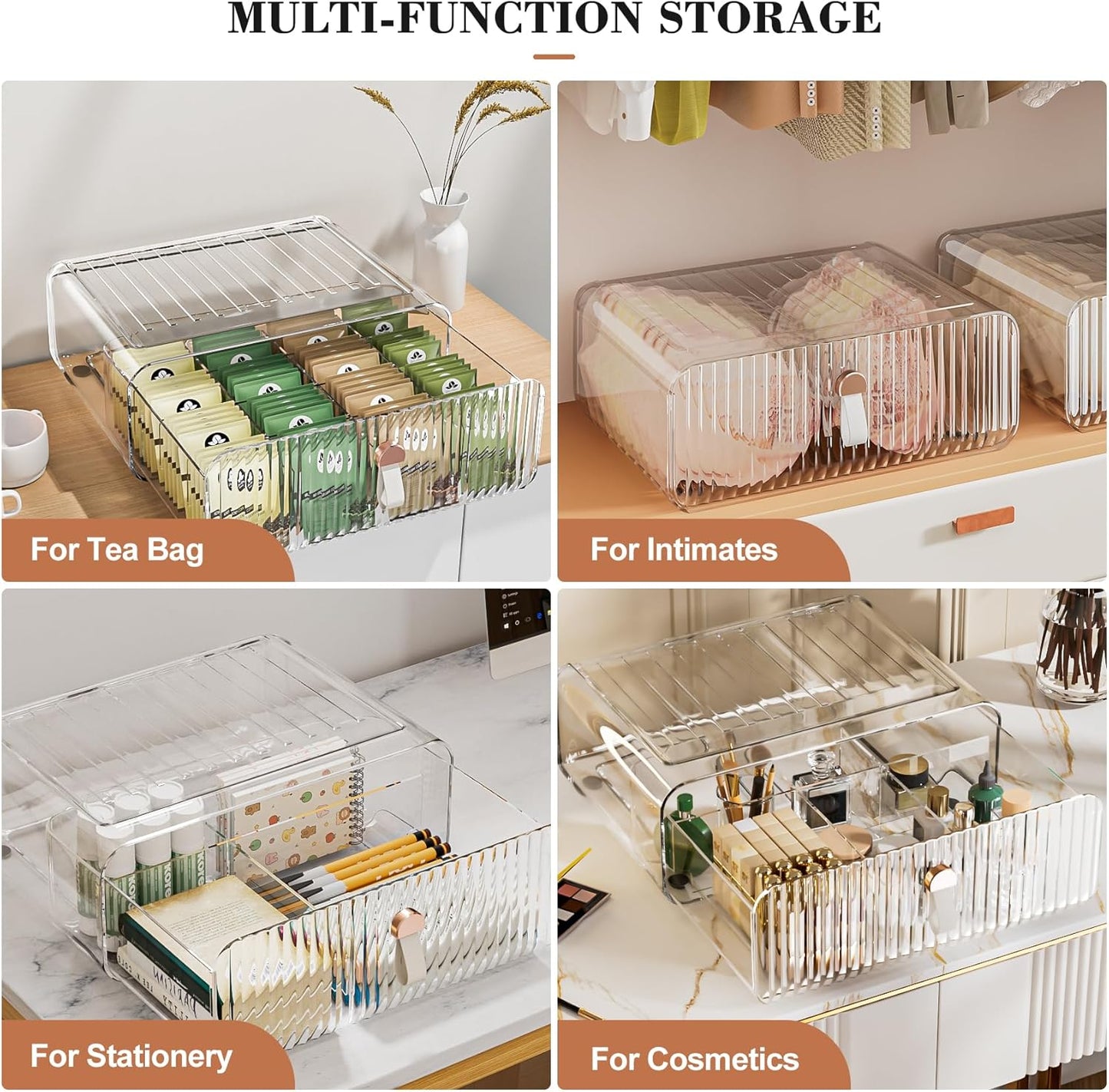 Neprock Underwear Drawer Organizer - Stackable Bra Organizer for Closet, 1 Cell Clear Acrylic Bra Storage Box, Closet Organizers and Storage for Lingerie, Undergarment, Baby Clothes, Scarf