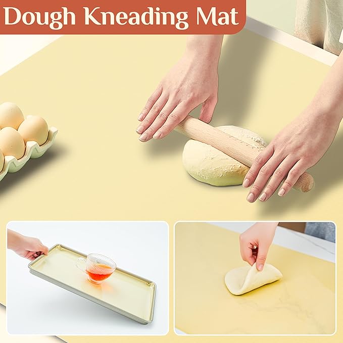 Silicone Baking Mat, 24 IN x 6 FT Free Cutting Baking Sheet,Non-Stick Reusable Dough & Pastry Mat,Non-Slip Silicone Mat Roll for Air Fryer Liner,Freeze Dryer,Oven Baking Pan,Kitchen Counter