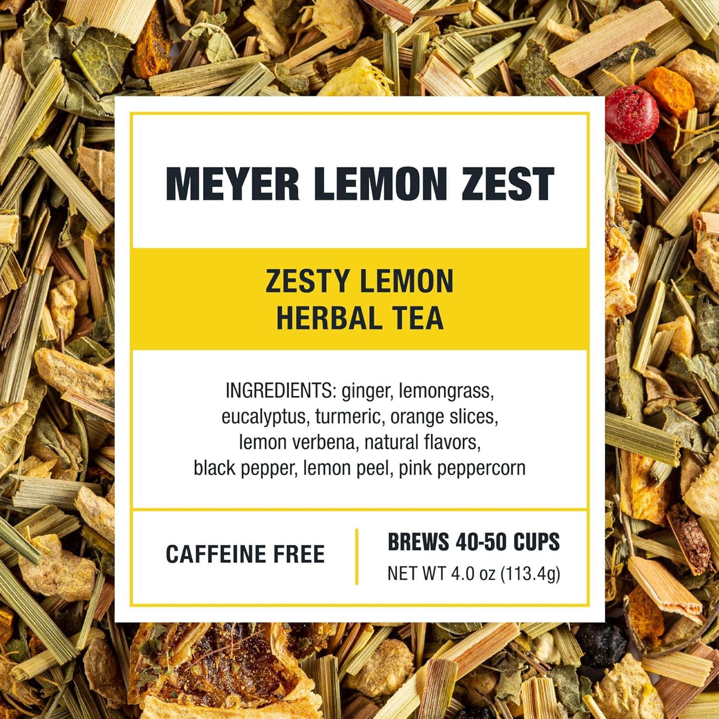 Tiesta Tea - Meyer Lemon Zest, Loose Leaf, Zesty Lemon Herbal Tea, Premium Non-Caffeinated Blend, Makes Hot or Iced & Up to 50 Cups, 4oz Refillable Tin